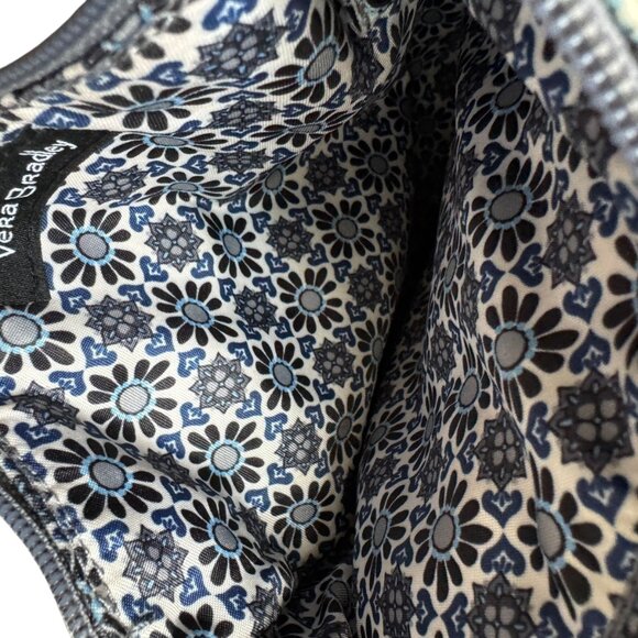 Vera Bradley Deluxe Crossbody Purse Bag Floral Blue Gray Adjustable Strap - Picture 7 of 16